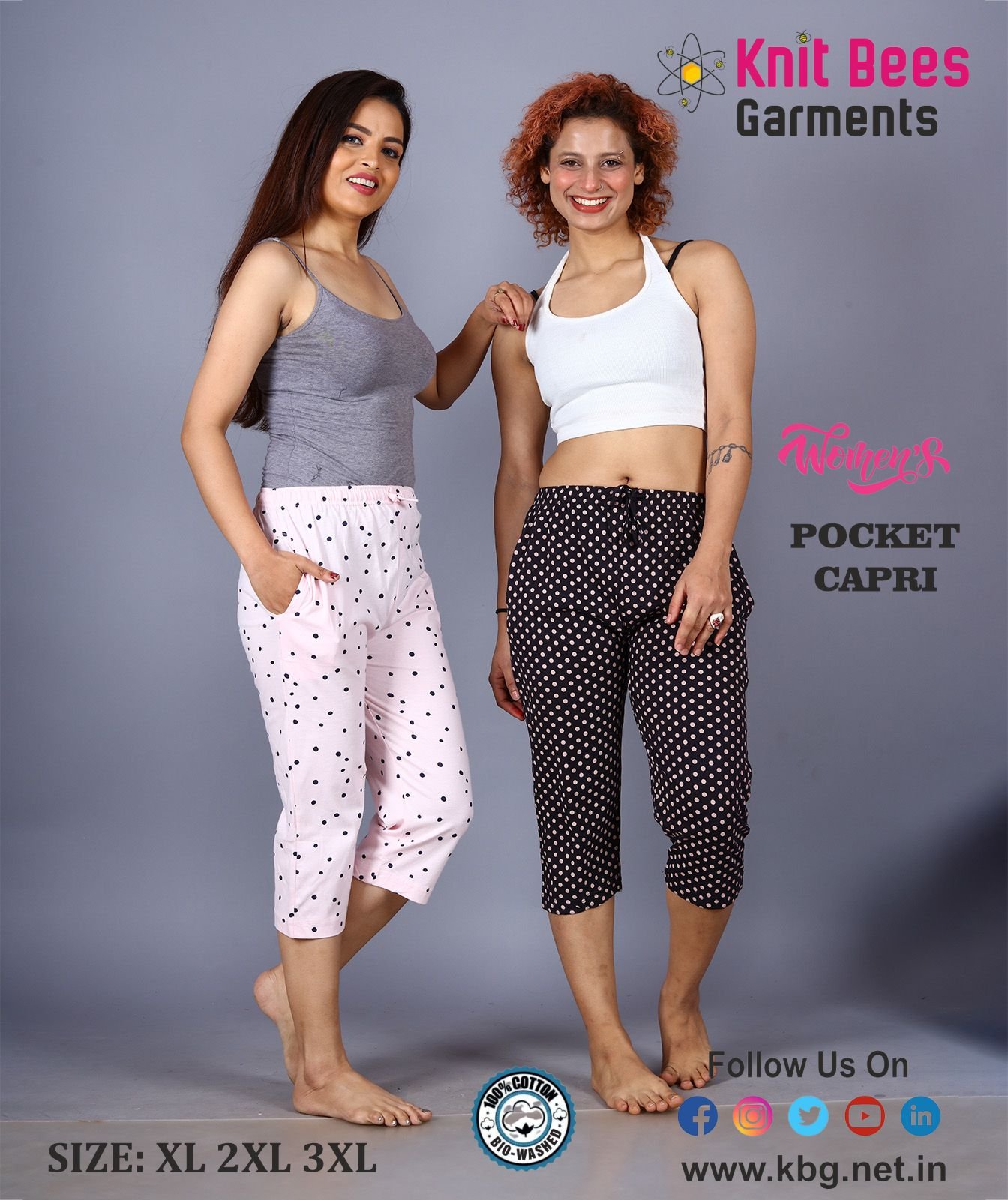 Womens Pocket Capri – Knit Bees Garments – Tiruppur